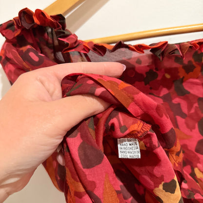 Evolution Size 12 Floral Print Ruffle One Shoulder Top