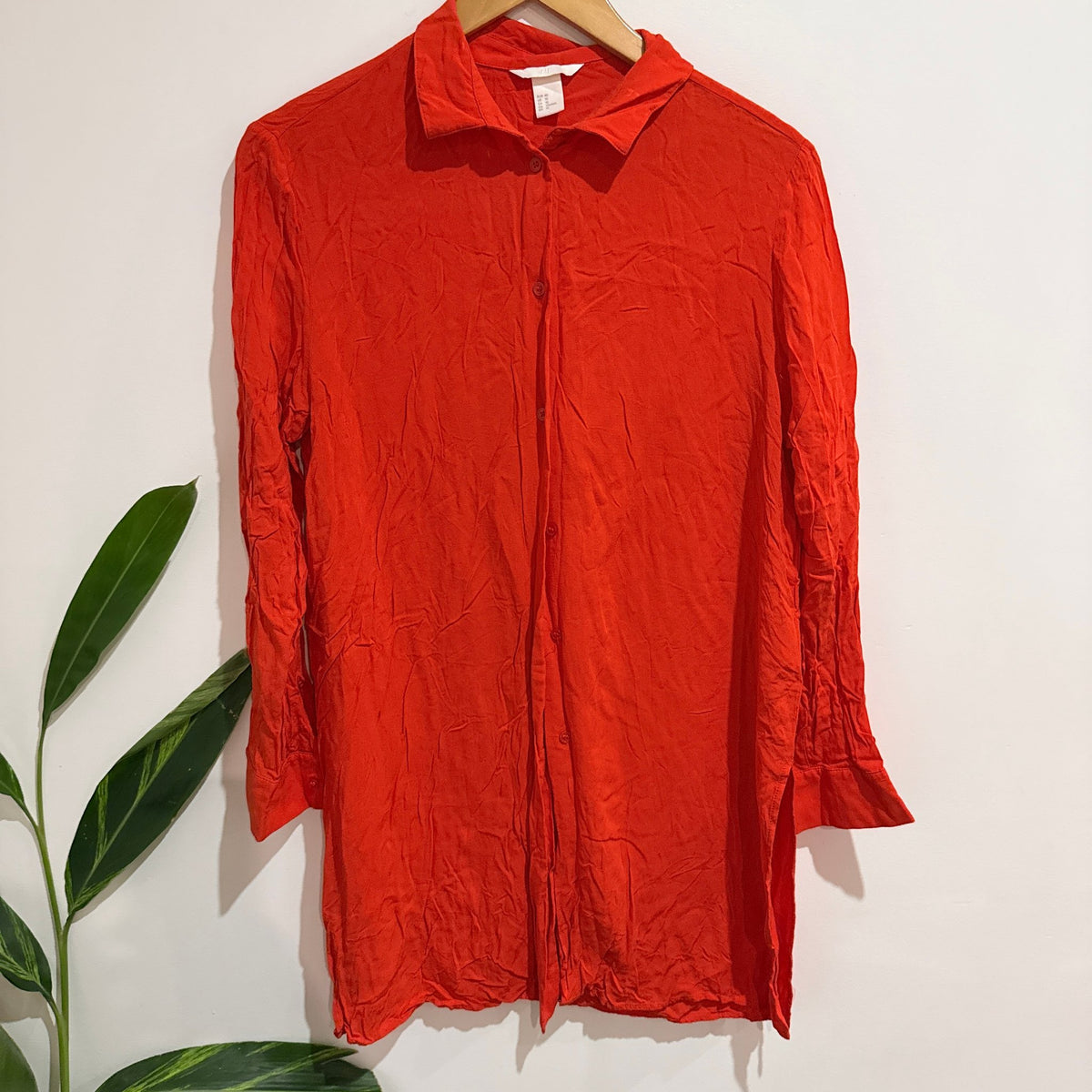 H&M Size 14 Viscose Longline Shirt with Side Splits