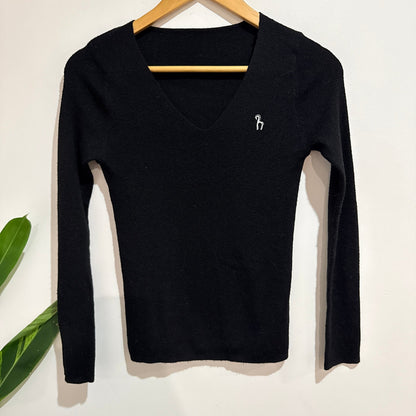Necheer Black Rib Knit Long Sleeve Top Size M