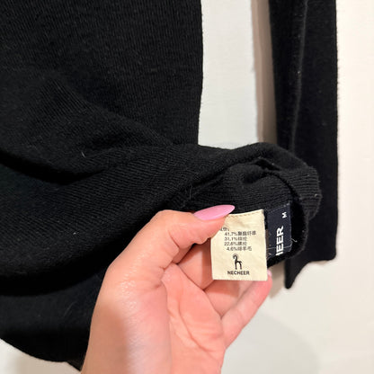 Necheer Black Rib Knit Long Sleeve Top Size M