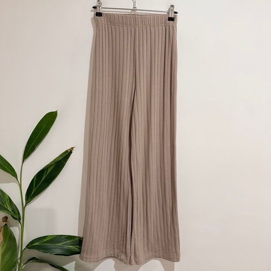 Glassons Taupe Rib Knit Wide Leg Pants Size XS