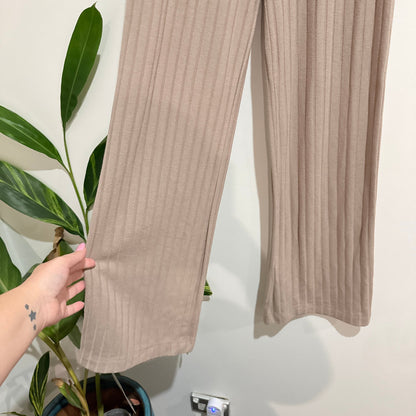Glassons Taupe Rib Knit Wide Leg Pants Size XS