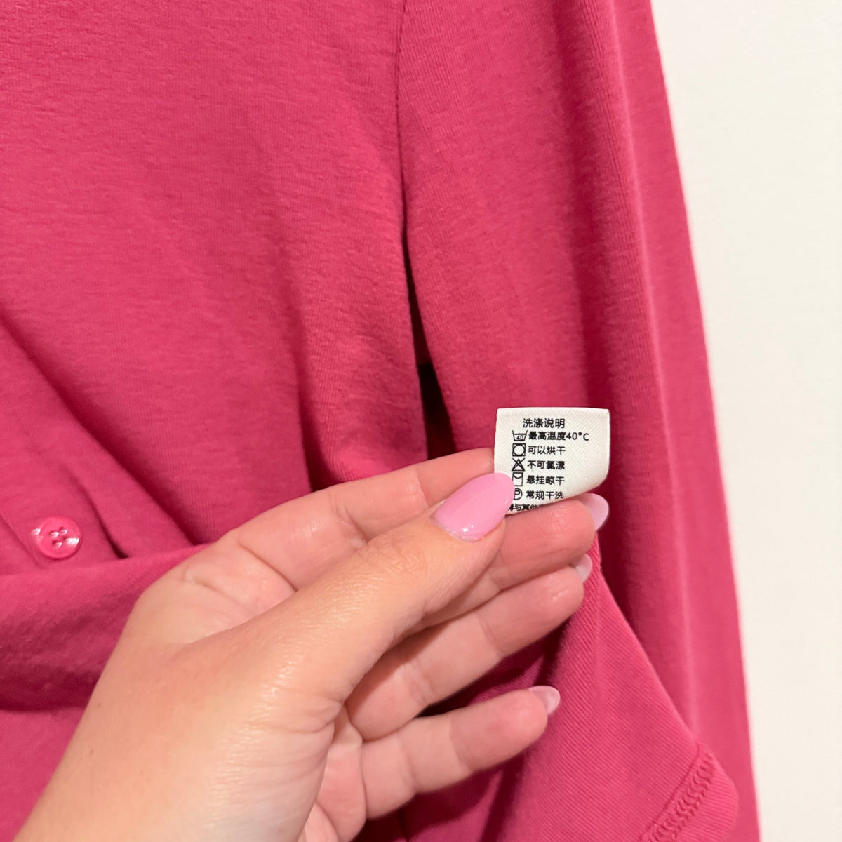 Zhoubaizi Pink Asymmetric Button Up Flute Sleeve Top Size XL