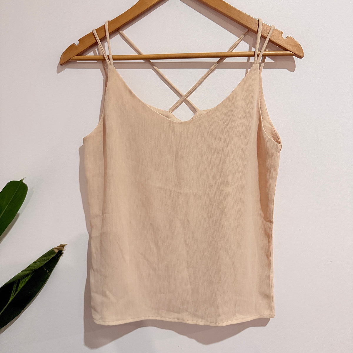 Beige Crossover Strap Cami Top Size L