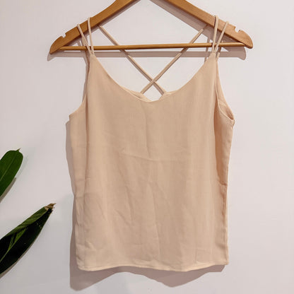 Beige Crossover Strap Cami Top Size L