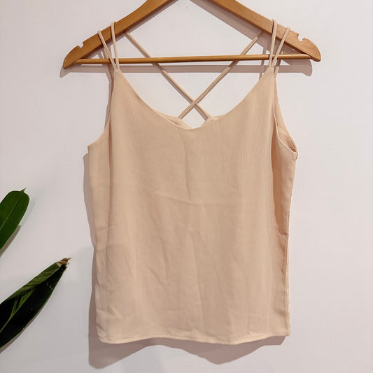 Beige Crossover Strap Cami Top Size L