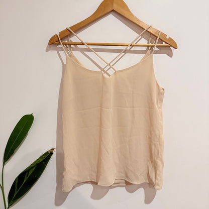 Beige Crossover Strap Cami Top Size L