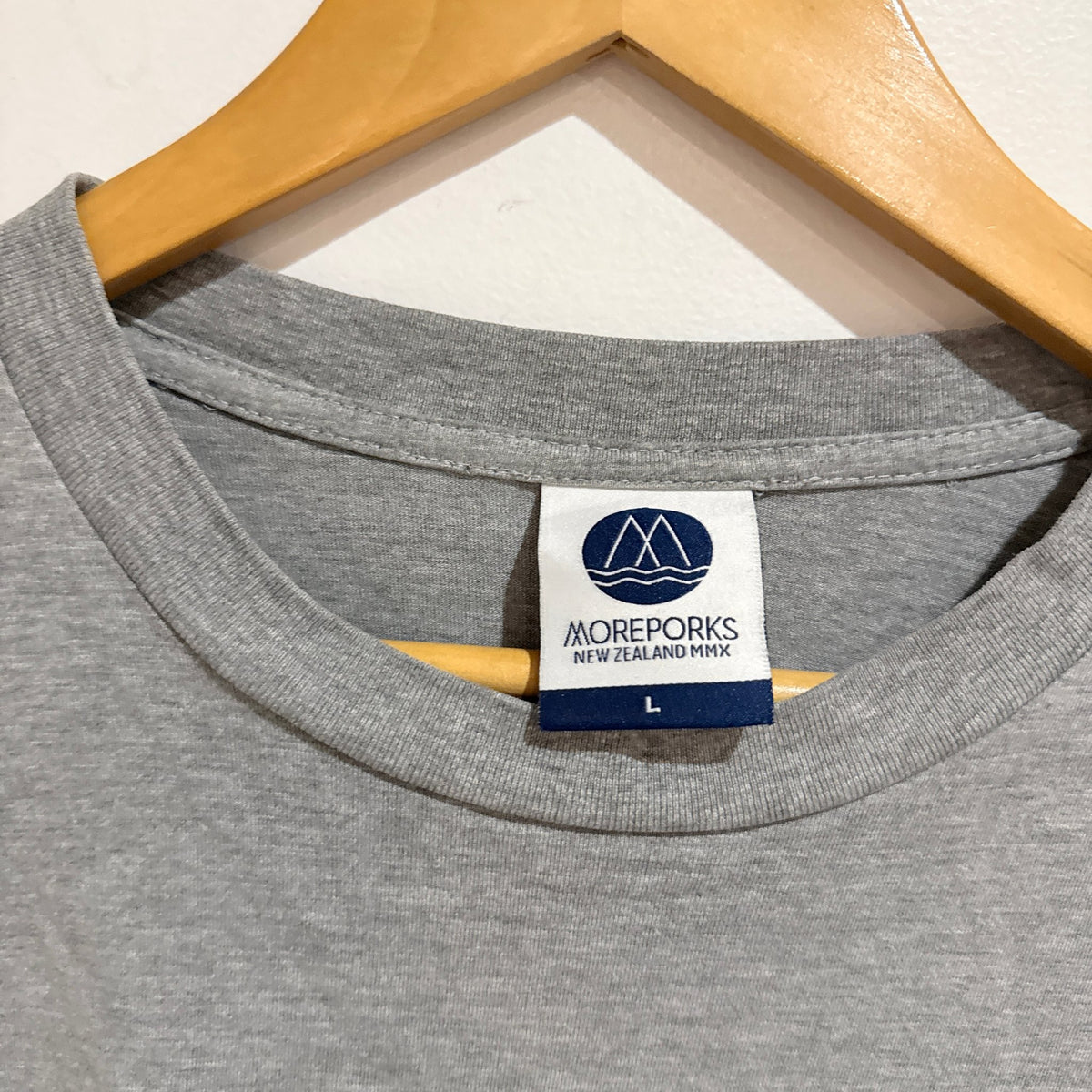 Moreporks Grey Marle Logo T-Shirt Size L