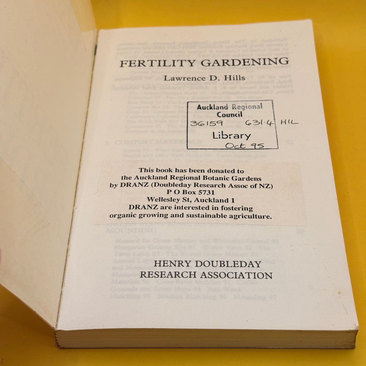 Fertility Gardening by Lawrence D. Hills 1980