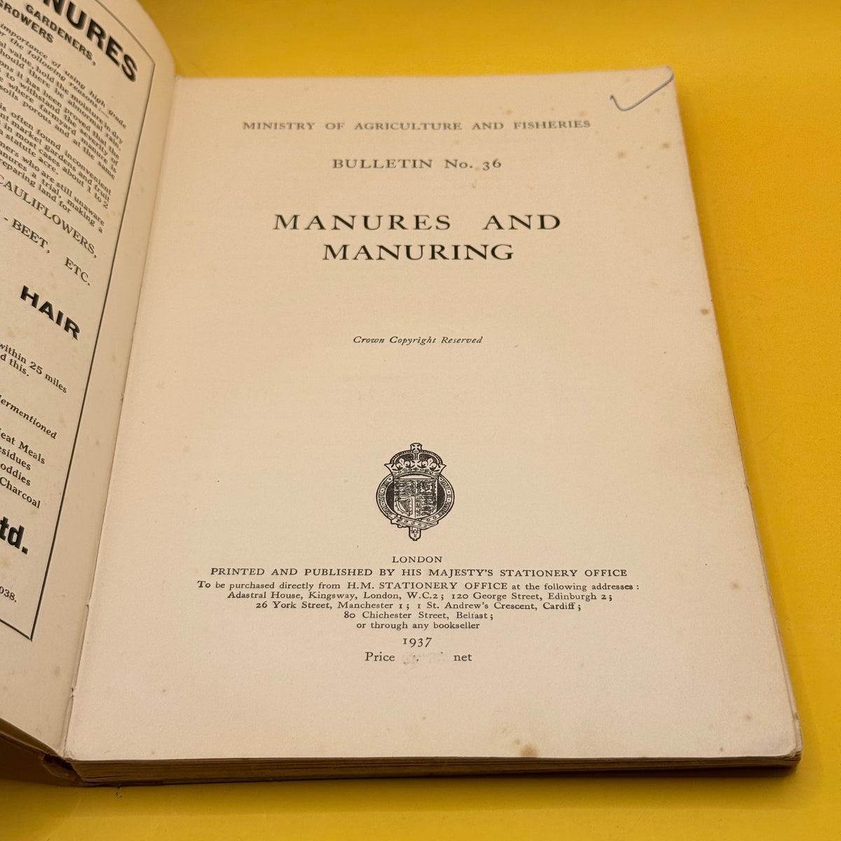 Manures and Manuring by the Ministry of Agriculture and Fisheries 1937