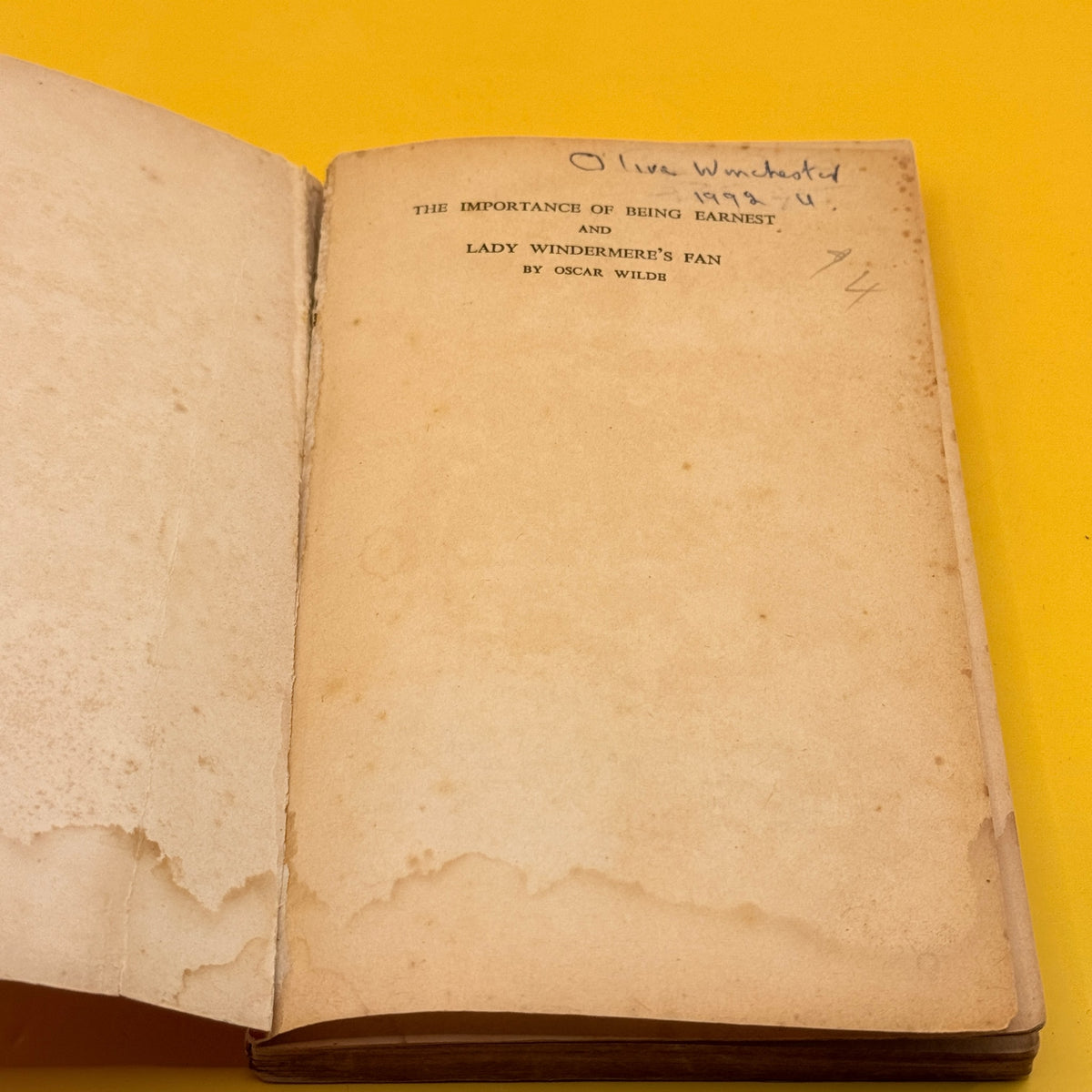 The Importance of Being Earnest and Lady Windermere's Fan by Oscar Wilde 1940