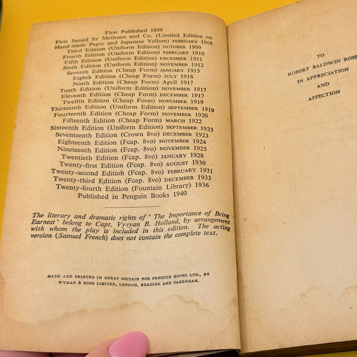 The Importance of Being Earnest and Lady Windermere's Fan by Oscar Wilde 1940