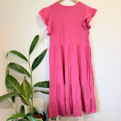 Studio Curve Size XL Broderie Flutter Sleeve Tiered Midi Dress