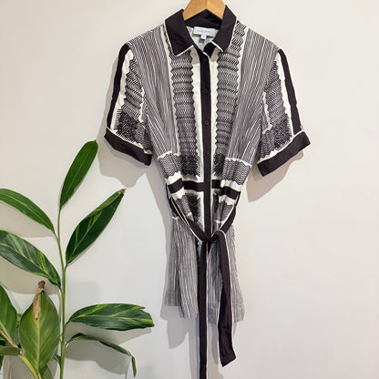 Witchery Size 8 Geometric Print Belted Shirt Dress