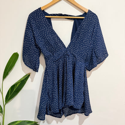 Paper Heart Size 8 Spot Print Flutter Sleeve Playsuit