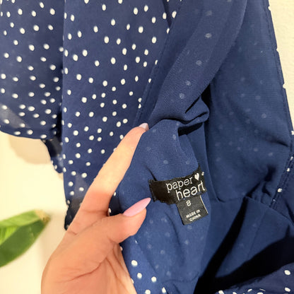 Paper Heart Size 8 Spot Print Flutter Sleeve Playsuit