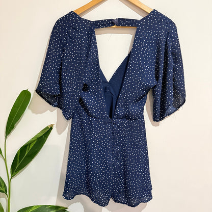 Paper Heart Size 8 Spot Print Flutter Sleeve Playsuit