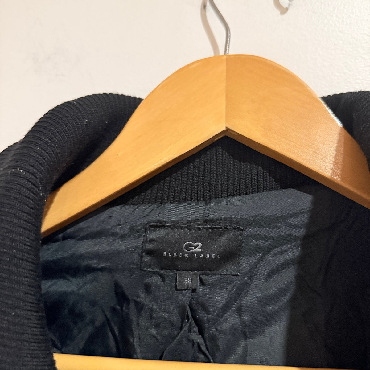 G2 Black Label Size 38 | U/Arm to U/Arm 44cm Wool Blend Rib Trim Jacket
