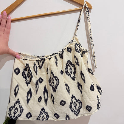Zara Size S Ikat Print One Shoulder Crop Top