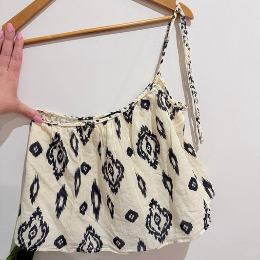 Zara Size S Ikat Print One Shoulder Crop Top