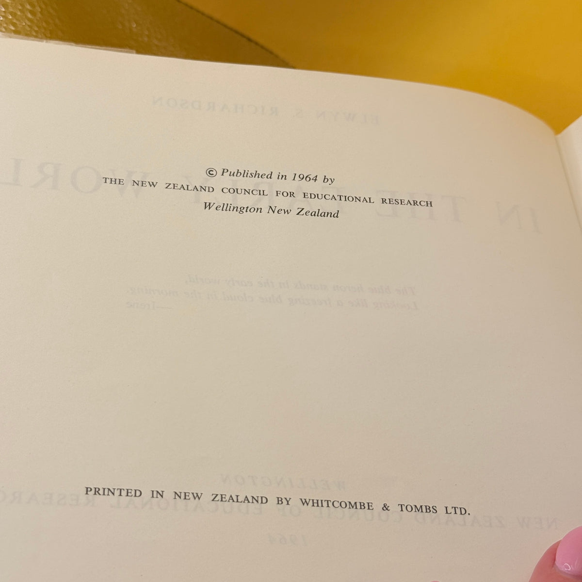 In the Early World by Elwyn S. Richardson (1964)