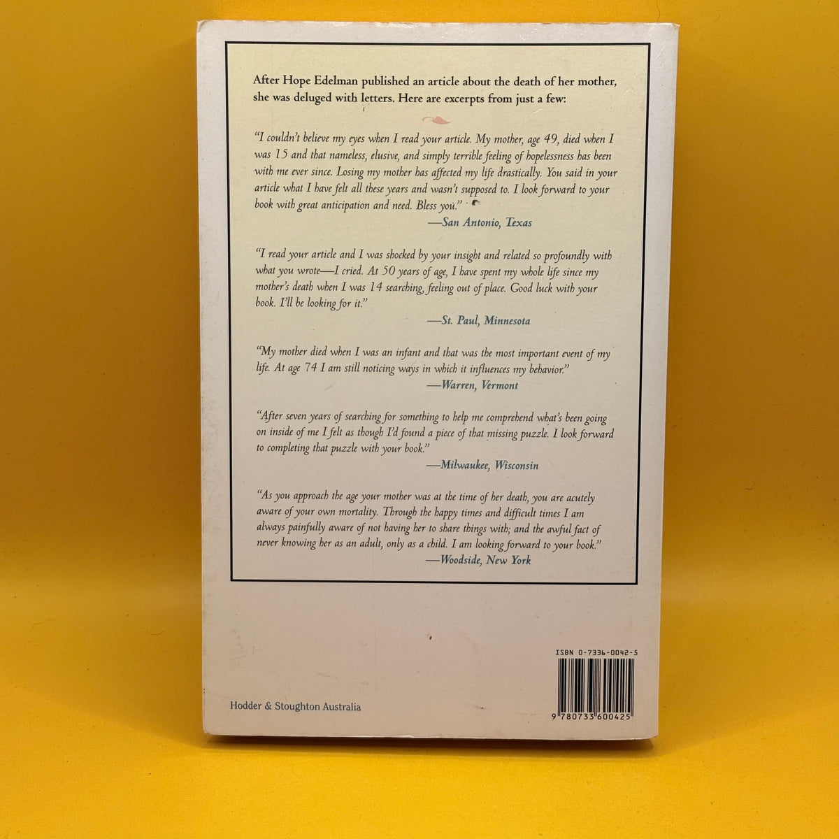 Motherless Daughters: The Legacy of Loss by Hope Edelman