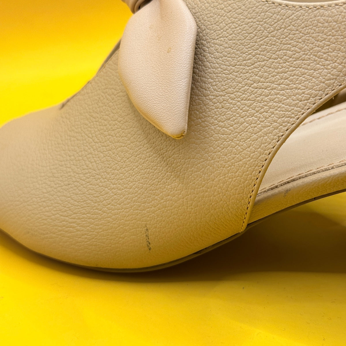 Ike Beige Bow Slingback Block Heel Sandals - EU 40