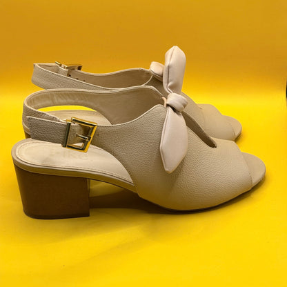 Ike Beige Bow Slingback Block Heel Sandals - EU 40