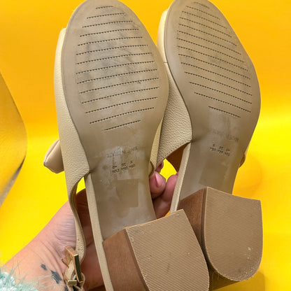 Ike Beige Bow Slingback Block Heel Sandals - EU 40