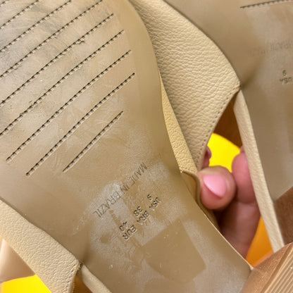 Ike Beige Bow Slingback Block Heel Sandals - EU 40