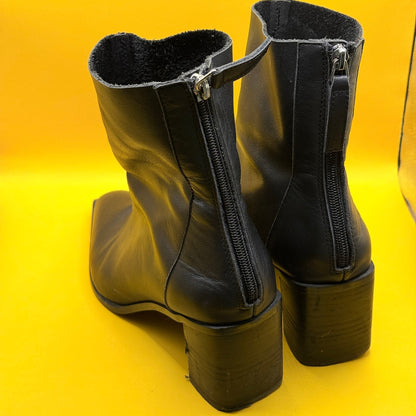 Hael & Jax Black Square Toe Block Heel Boots - Size 41