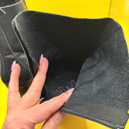 Hael & Jax Black Square Toe Block Heel Boots - Size 41