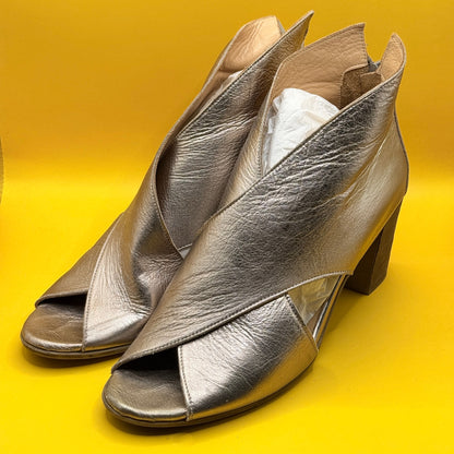 Bueno Metallic Peep Toe Ankle Boots - Size 40