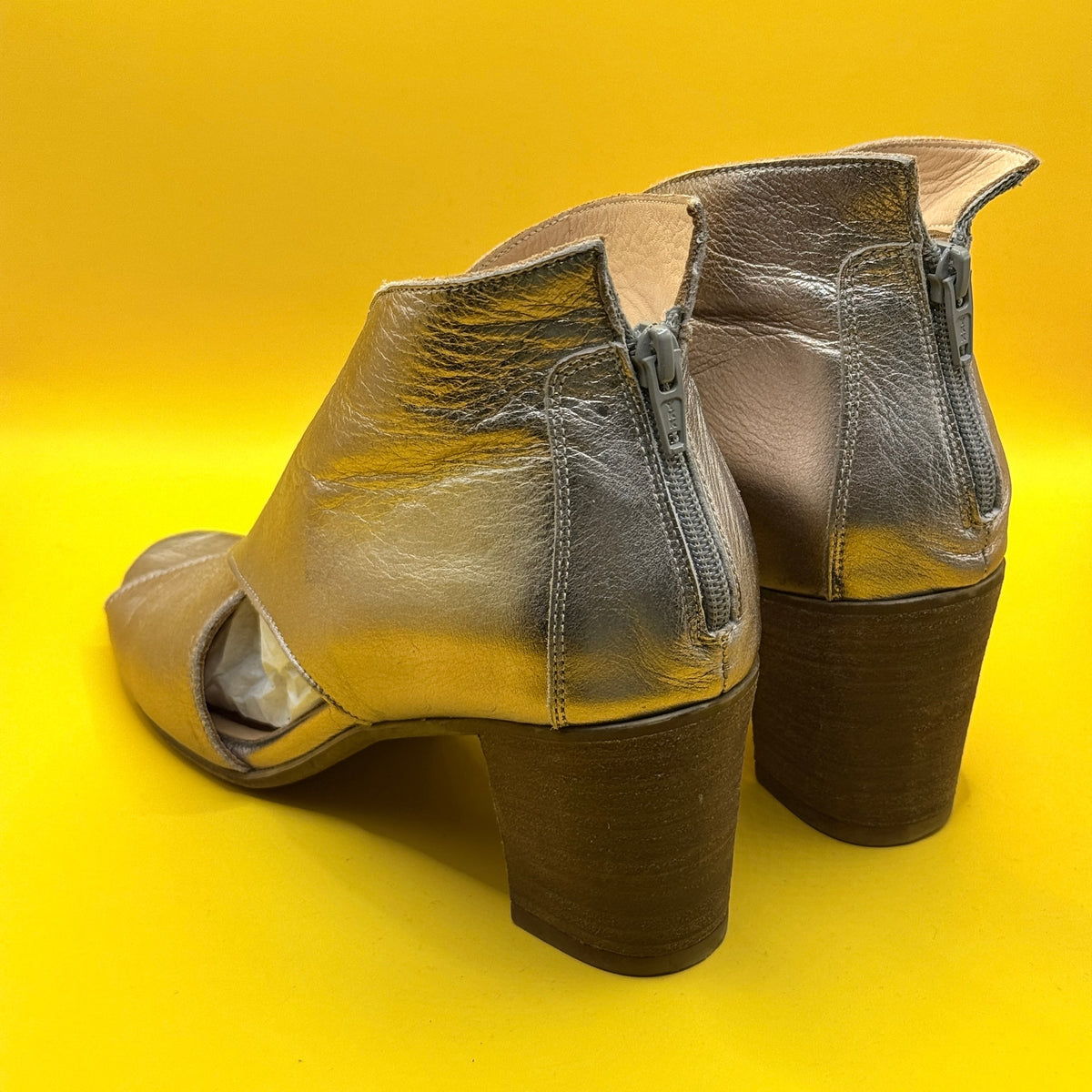 Bueno Metallic Peep Toe Ankle Boots - Size 40