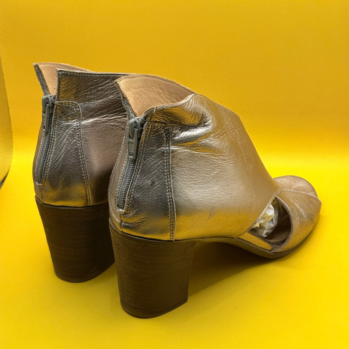 Bueno Metallic Peep Toe Ankle Boots - Size 40