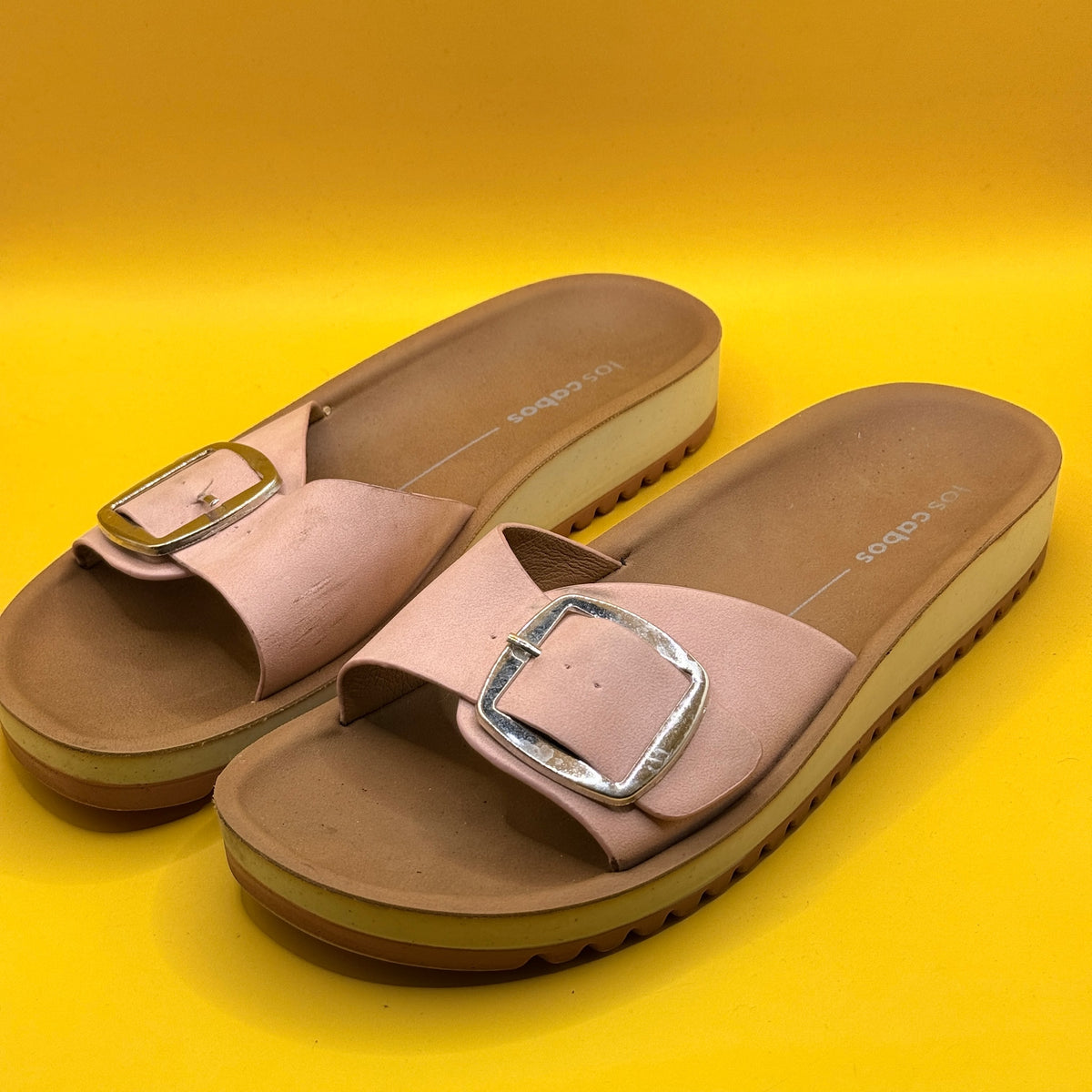 Los Cabos Pink Buckle Slide Sandals - Size 37