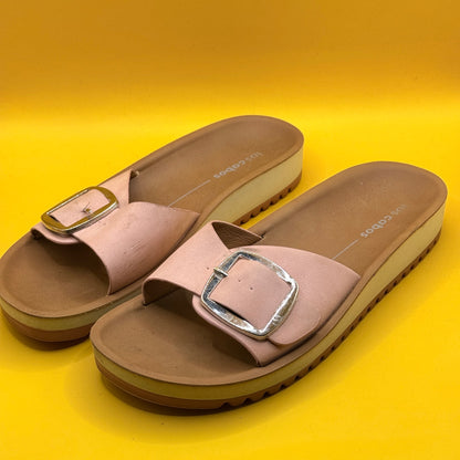 Los Cabos Pink Buckle Slide Sandals - Size 37