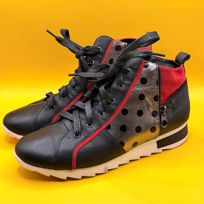 Django & Juliette Black and Red High Top Sneakers - Size 37