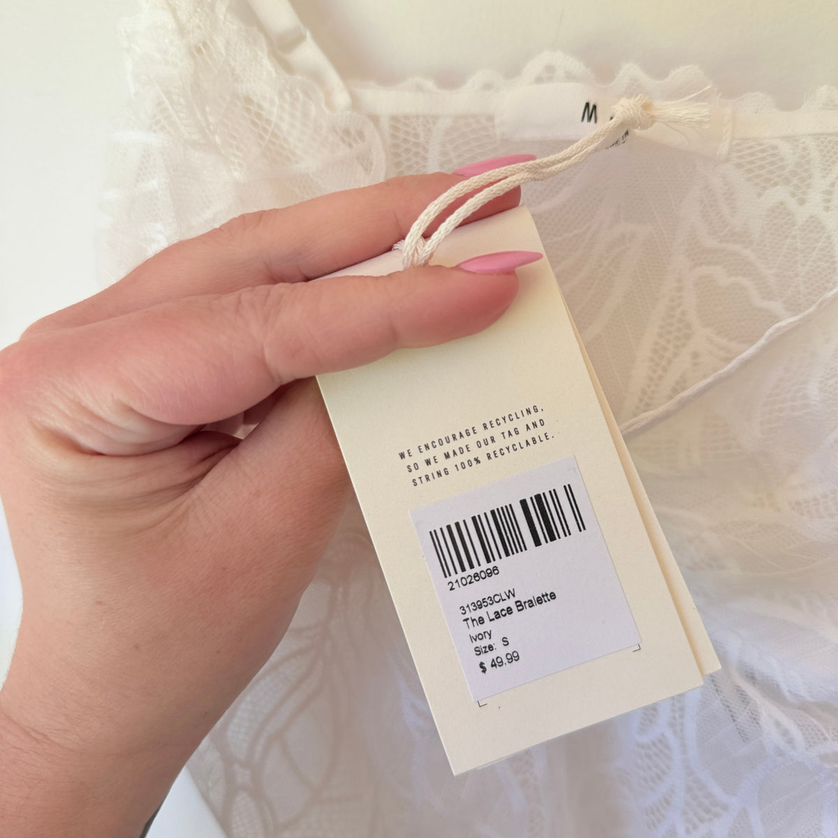 Max White Lace Bralette - Size S