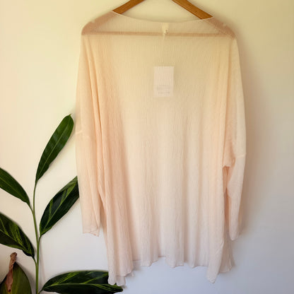 A-ya Cream Sheer Open Front Cardigan - One Size / 88cm u/arm