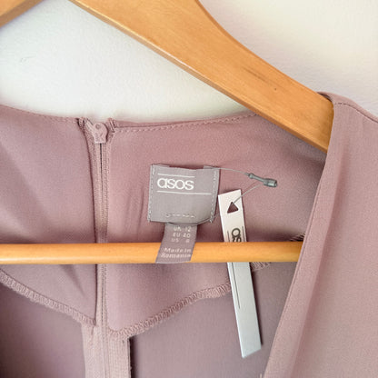 ASOS Dusty Rose Twist Front Midi Dress - UK 12