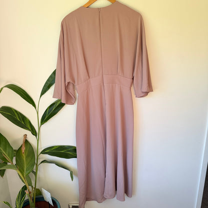 ASOS Dusty Rose Twist Front Midi Dress - UK 12