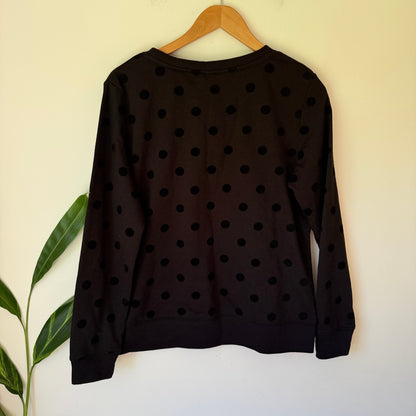 Anko Black Flocked Spot Sweatshirt - Size 12