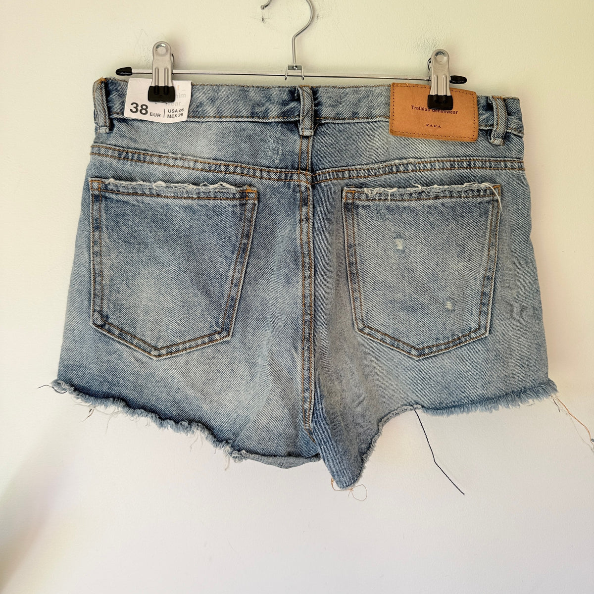 Zara Trafaluc Blue Distressed Denim Shorts - Size 10
