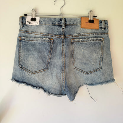 Zara Trafaluc Blue Distressed Denim Shorts - Size 10