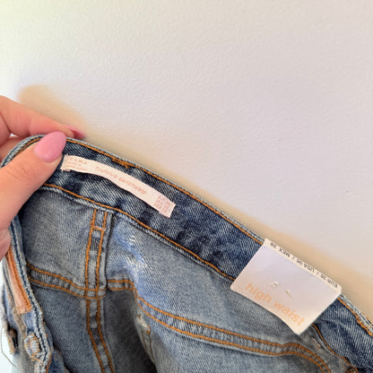 Zara Trafaluc Blue Distressed Denim Shorts - Size 10