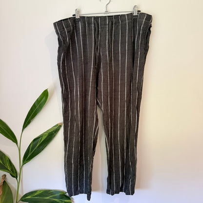 H&M Size XL Stripe Linen Blend Drawstring Pants