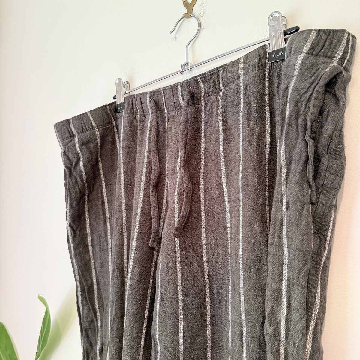 H&M Size XL Stripe Linen Blend Drawstring Pants