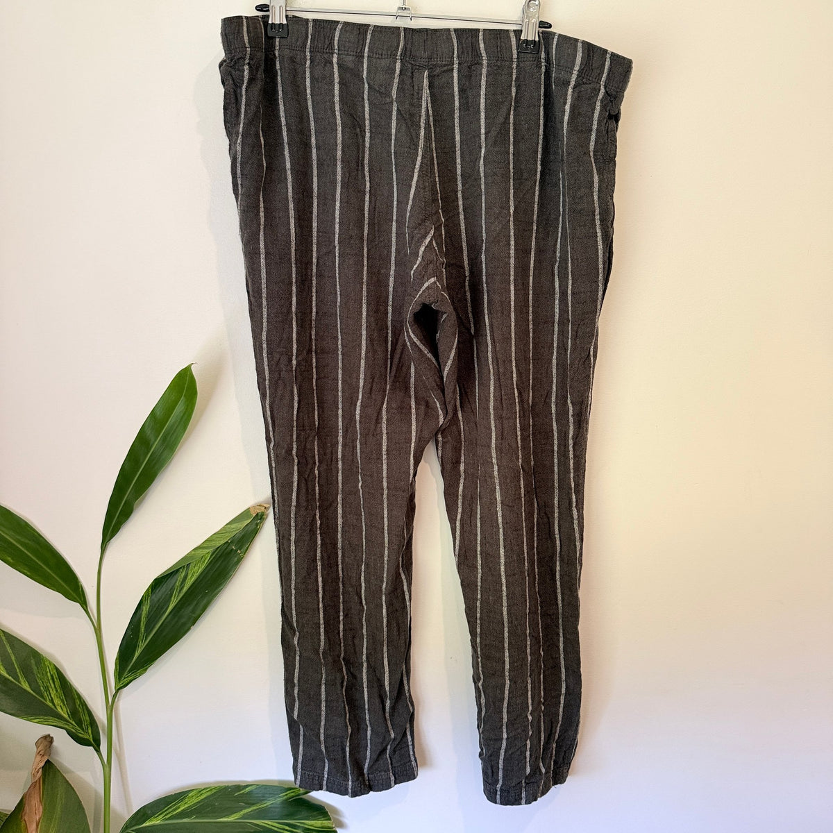 H&M Size XL Stripe Linen Blend Drawstring Pants