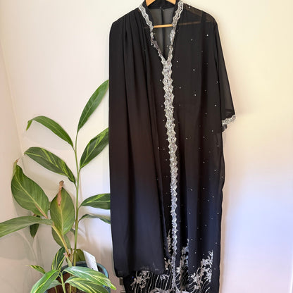Brand Unknown Size U/Arm to U/Arm 65cm Embellished Chiffon Open Front Kaftan